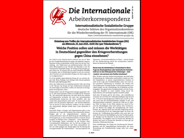 Die Internationale – Arbeiterkorrespondenz Nr. 24, Juni&nbsp;2025